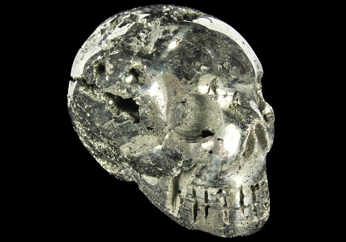 Polished Pyrite Skull With Pyritohedral Crystals #96332